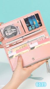 UISNMALL #6193 Simple Lightweight and ultra-thin PU leather zipper long womens wallet with coin pocket