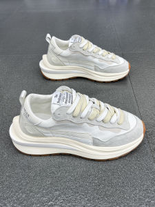 Trendy Mens Breathable Sports Casual Thick Bottom Dad Shoes Slip-On round Toe Glue Adhesive Sole Composite Bottom Shoes