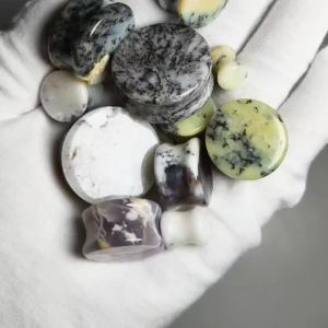Pair Natural Stone Double Flared Ear Plugs 6mm-25mm Natural Stone Ear Expander Stretcher Heavy Ear Weights Body Piercing Jewelry