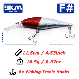 9KM DWLIFE | Minnow Lures 10.5g Fishing Lures Swimbaits Boat Topwater Hard Baits for Trout Bass with Treble Hook Saltwater Freshwater 11.5cm