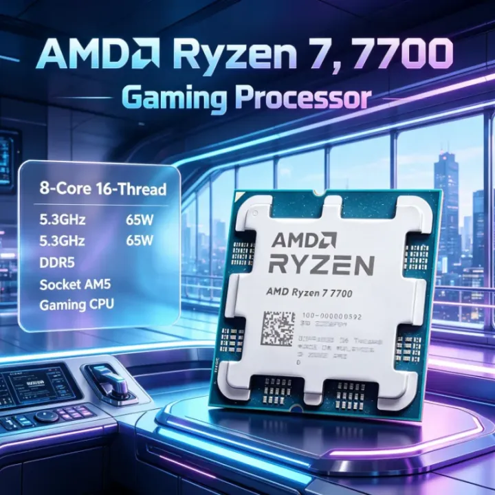 AMD | AMD Ryzen 7 7700 CPU Processor Socket AM5 5.3GHz 8-Core 16-Thread 65W 5nm DDR5 32M L3 No Cooler Type-C