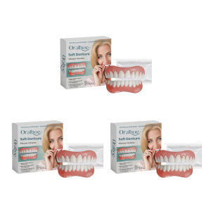 OUHOE | Soft Denture Silicone Kit Temporary Tooth Upper Lower Veneers Denture Decoration Set Fake Teeth Veneers Smile Correction Kit