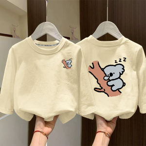 Cotton Long Sleeve Childrens T-shirt Cartoon Koala Design Breathable Comfortable Casual Base Shirt for Boys And Girls