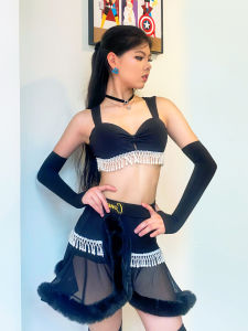 conny | Dance Costume for Performance Net with Beads and Corset