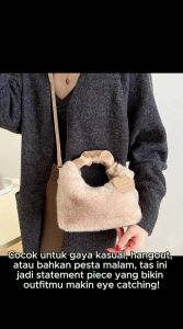 Mutiara Tas Bahu Bulu Tas Selempang Wanita Bulu Korea Sasha Simpel Tas Wanita Bulu Lembut Tas Wanita Bulu Kasual Trendy Kekinian Terbaru 2025