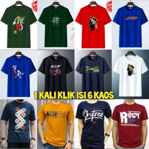 kaos 100rb 7 pcs Kaos pria wanita motif lengkap Baju lengan pendek