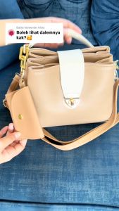 Haseena Tas Bahu Selempang Wanita Indira Tiga Ruang Bonus Dompet Kecil & Tali Panjang Trendy Korea Slingbag Women