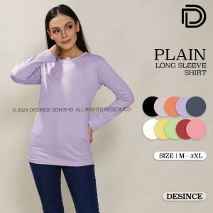 🇲🇾 DESINCE Women Long Sleeve Top Woman Casual Solid Color Tshirt Perempuan Lengan Panjang WT 062