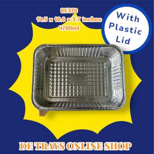 Aluminum tray with Lid RE370 4700ml (10 20 30 50 100 pieces)