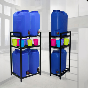 3 layer bucket rack heavy-duty gallon water tank holder water dispenser metal rack strong load-bearing capacity space-saving water container storage rack water tank holder suitable for kitchen living room storage room