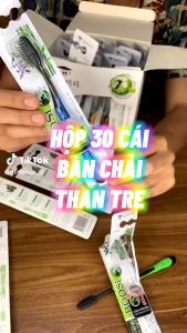 Hộp 30 Bàn chải đánh răng than tre hoạt tính lông mềm BOSSI Hàn Quốc