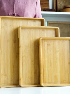 Khay Đựng Đồ Ăn Bằng Gỗ Nguyên Liệu Tre Dài Hình Chữ Nhật Phong Cách Tươi Mới Dùng Trong Gia Đình Nướng Thịt Bò Và Chân Cừu