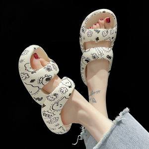 น่ารักการ์ตูนแอนิเมชั่น EVA โฟมส้นแบนรองเท้าแตะสําหรับสตรีฤดูร้อน Ins อินเทรนด์คู่สายคล้องลื่นใช้ในบ้านรองเท้าแตะ