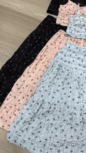 SV 6271 - Elli Ribbon Set | Silvervogue | Set Atasan dan Rok Printed Cotton Babat Pakaian Kasual Wanita