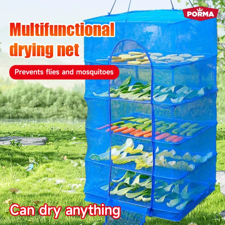 PORMA Foldable Drying Fish Net with Zippers Drying Rack Hanging Fish ...