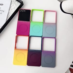 Ốp Điện Thoại Từ Tính Bằng Silicon Lỏng Gradient Dành Cho Samsung Galaxy Z Flip Tương Thích Với Sạc Không Dây Chống Sốc Vỏ Mềm