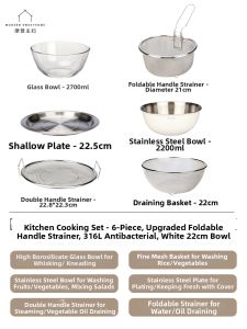 MODERN SWEETHOME | Multipurpose Stainless Steel Prep and Washing Set 6 Pieces