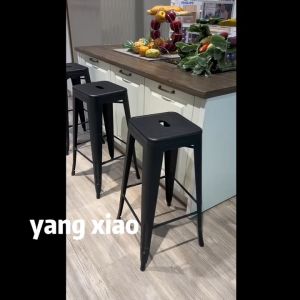 AI Home เก้าอี้บาร์ เก้าอี้สตูล วางซ้อนได้ เก้าอี้เหล็ก เก้าอี้บาร์เหล็ก เก้าอี้คาเฟ่ โฮมฮัก ทรงสูง มีพนักพิง