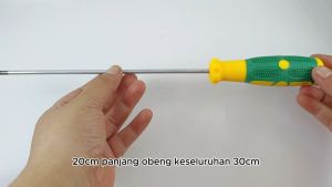 Obeng Plus 8 inch Diameter 4mm Panjang Besi 20cm Magnet Gagang Karet
