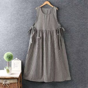 Double Panel Slit Adjustable Strap Linen Cotton Apron