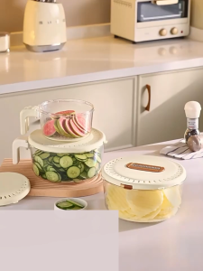 KAGK Wadah Penyimpanan Dapur Serbaguna - Keranjang Peniris & Kotak Penyimpan Makanan Lipat (Dengan Pegangan) untuk Kulkas