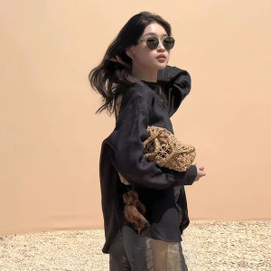 เสื้อเชิ้ตคอโปโลแขนยาวสไตล์ฝรั่งเศสย้อนยุค ดีไซน์เก๋ไก๋ ผ้าลูกไม้ ดีไซน์เปิดหลัง สำหรับผู้หญิง ฤดูใบไม้ผลิและฤดูใบไม้ร่วง