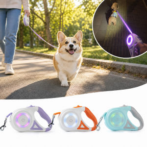 Teekland 5M Retractable Dog Cat Leash Automatic LED Light Luminous Leash Straps For Dog Puppy Adjustable Pet Dog Walking Running Leads