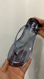 VEBLEN Sandal Jepit Wanita Crystal Jelly Transparan Kekinian Hitam Pink Karet Sendal Cewek