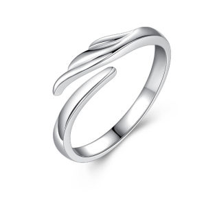 Silver Color Geometric Wing Couple Rings for Women Men Forever Love Lovers Wedding Ring Valentines Day Jewelry Gifts