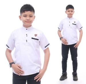 Baju koko Atasan anak usia 7 th-13 th Kurta Pakistan lengan pendek