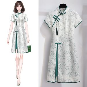 Elegant Floral Print Summer Dress Womens Strap Dress High Waist A-Line Silky Breathable Short Sleeve Casual City Commute