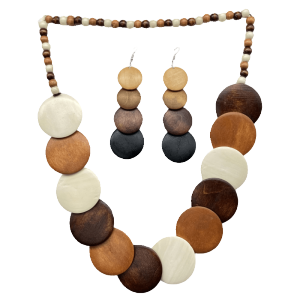 Bohemia Ethnic Style Diameter Big round Slice Gradient Vacation Style Necklace Earrings Bracelet Set Travel Photo Ornament
