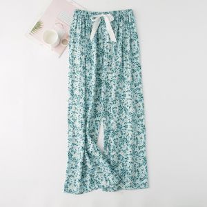 Cotton Silk Pajama Trousers Women Large Size Loose Trousers Maternity Pajama Pants Outside Ladies Elastic Waist Sleeping Pants