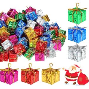 6/12Pcs Mini Square Gifts Boxs Christmas Tree Decoration Hanging Ornament Tree Pendant for New Year 2026 DIY Navidad Party Decor