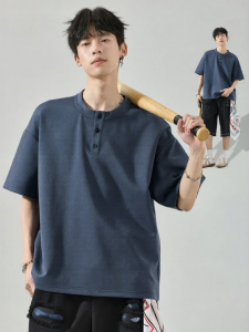 SZON | Áo Sơ Mi Henley Màu Đơn Giản Dễ Thương
