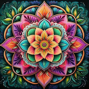 HUACAN Mandala Hoa Cross Stitch Kit 11CT DMC Gói Thêu Hoa Sen Thiết Kế Hoa Thủ Công Bộ Kim Chỉ Thủ Công Trang Trí Nhà Cửa