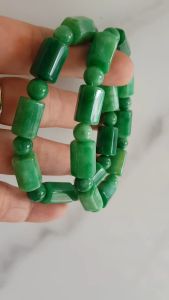 🍁🍁Vòng đeo tay nữ đá cẩm thạch xanh mix kiểu hạt ống vuông dài tròn size 10mm nữ mệnh mộc hỏa thủy đeo xinh may mắn có 300k/ 1 vòng ạ