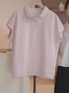 Shalldoer | Summer Polo Neck Short Sleeve Pure Color T-Shirt Womens Fashion Versatile Short Style Top Korean Loose Fit Commute Style