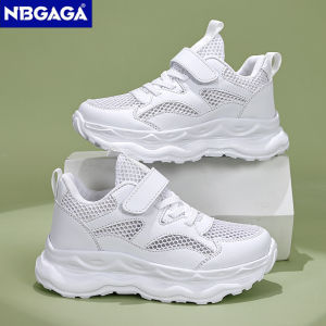 NBGAGA | White Kids Breathable Mesh Sneakers Non-Slip School Sports Shoes for Boys Girls Lightweight Summer Casual Walking Shoes
