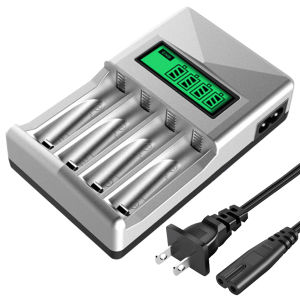 4-Slot Independent Slot Battery Charger LCD Screen Independent Charging Charger for NIMH /NI-CD Rechargeable Batteries