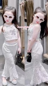 เซ็ตสุดน่ารัก เสื้อแขนกุดและกางเกงลูกไม้สำหรับลูกสาว น้ำหนัก 10-30กิโล รหัสPATA9