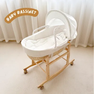 [พร้อมส่ง] เปลเด็กอ่อน Baby Bassinet ตะกร้าหวาย Handmade ใช้งานได้แบบ 3-in-1