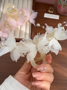 Trendy Store-C1384 Jepit Rambut Korea Model Kupu Kupu Mutiara Aesthetic / Jepitan Jedai Besar Wanita