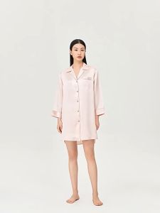 ชุดนอนผู้หญิงฤดูร้อนและฤดูใบไม้ร่วง แขนสั้นผ้าไหมน้ำแข็ง ชุดสูทหลวมเกาหลี เสื้อผ้าไหมบ้าน