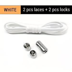 1 Pair No-Tie Elastic Shoelaces - Adjustable Tieless Shoe Laces with Metal Buckles Perfect for Running & Casual Sneakers
