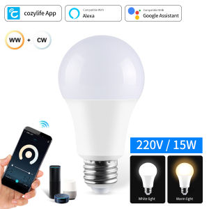220V 110V WiFi Smart LED Bulb Cozylife App 12W 15W 20W E27 LED Smart Lamp White/Warm Dimmable Works with Alexa Google Assistant