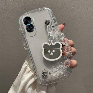Phone Case Honor90 Honor 90 Lite 5G Hot Deals: Transparent Mirror Bear Crystal Bracelet Casing All-inclusive Shockproof Silicone Soft Cover 2023