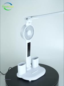 4 Color LED Table Lamp with Fan And Clock Four Headed Folding USB Charging Multifunction Desk Lamp for Reading Night Light