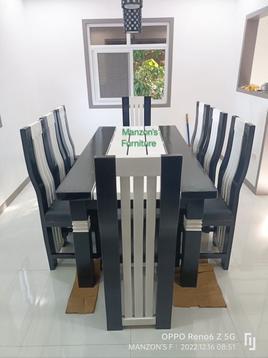 8seater modern design dining set (gmelina wood) Lazada PH