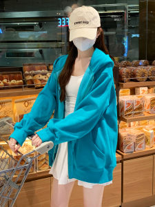 SUHUIQIAN | Women Hooded Blue Sweater Jacket